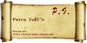 Petre Iván névjegykártya